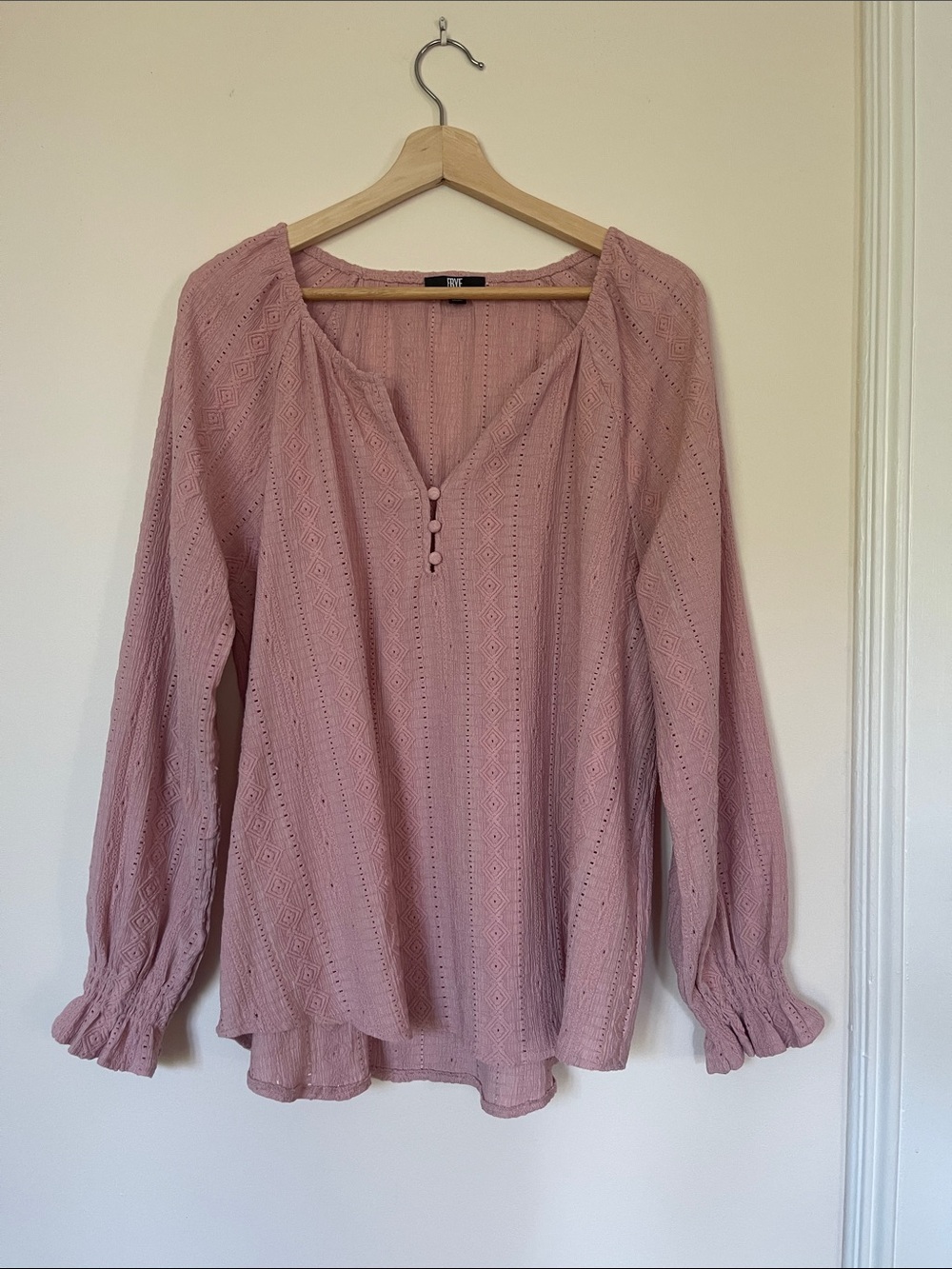 Frye Dusty Pink Eyelet Peasant Blouse